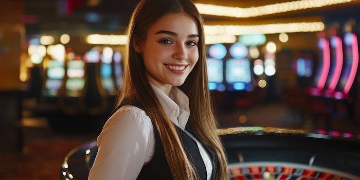 Roulette wheel and betting layout on erek 83 live table